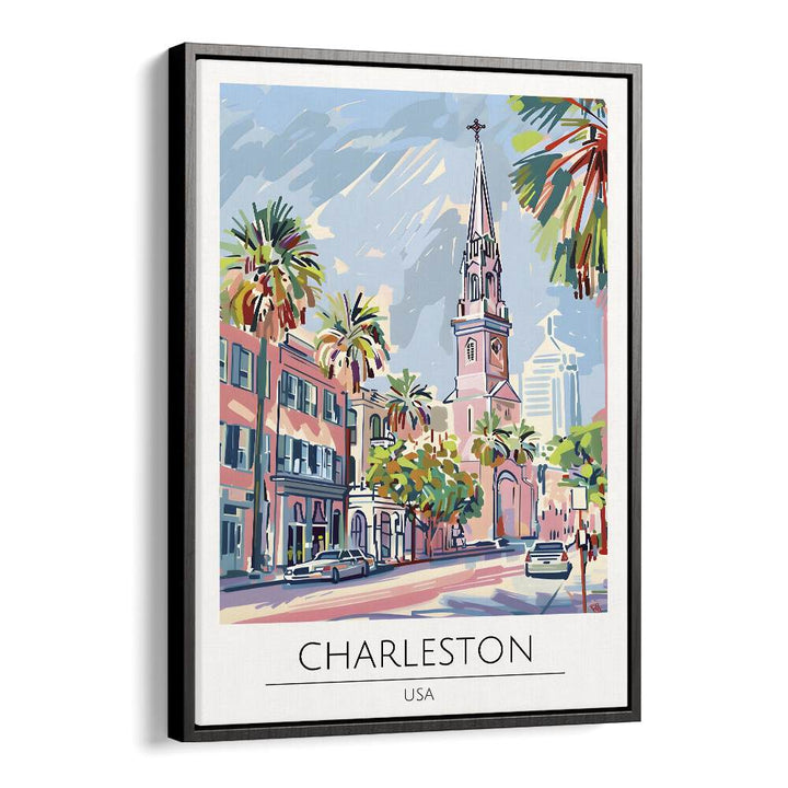 charleston-usa travel posters in Black Floater Frame