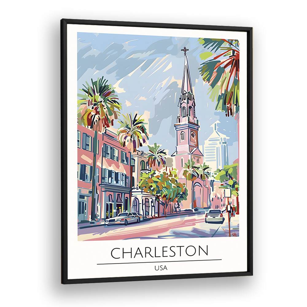 charleston-usa travel posters in Black Plain Frame