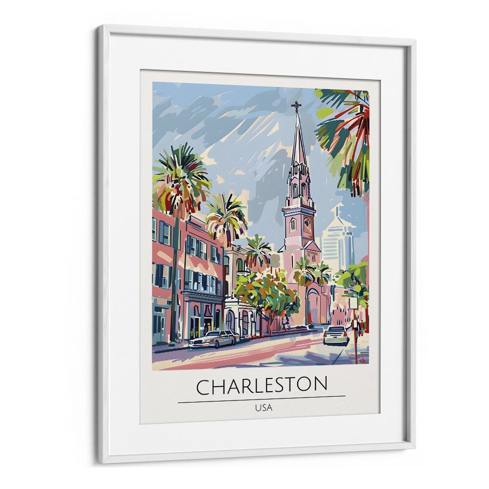 charleston-usa travel posters in White Frame With Mount