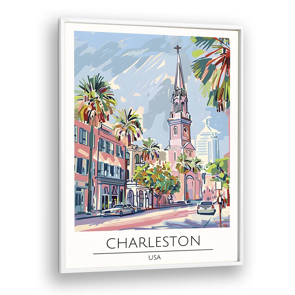 charleston-usa travel posters in White Plain Frame