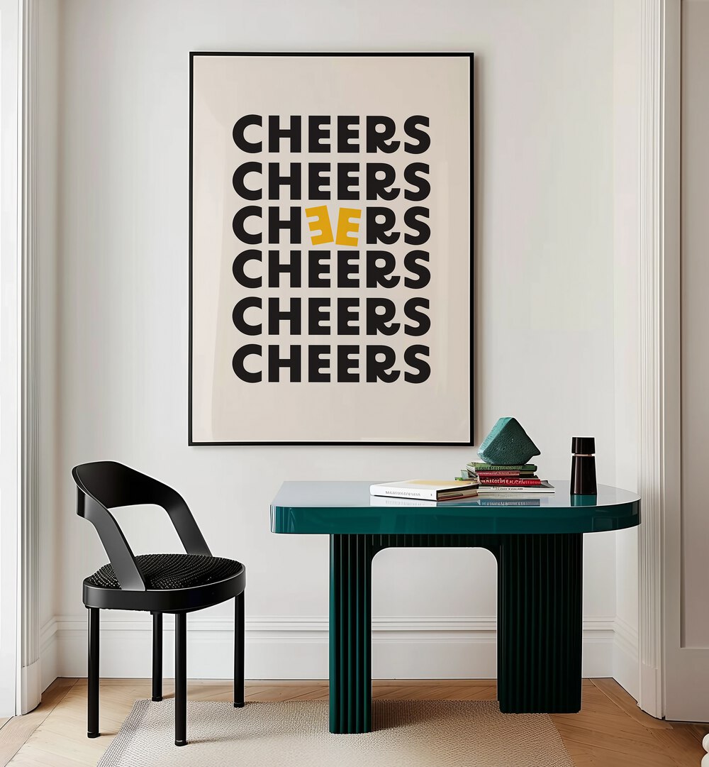 cheers by frankie kerr-dineen geometric paintings Artwork II placed on a wall