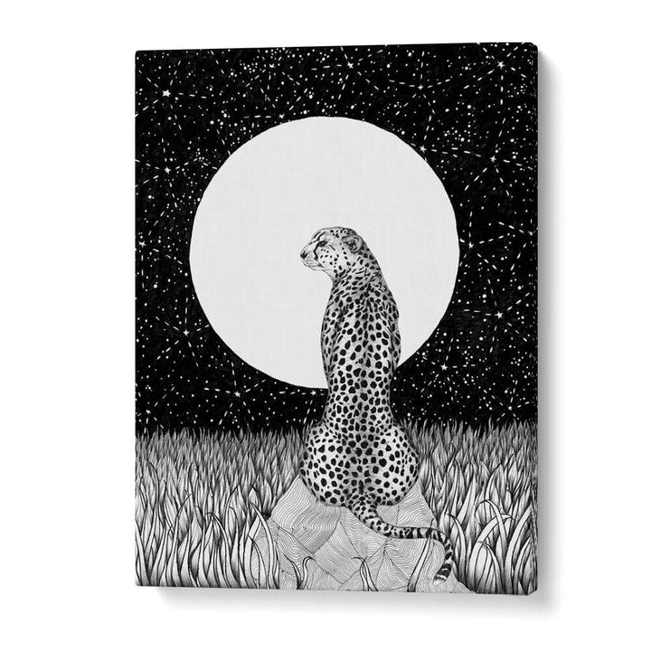 cheetah moon large Vintage paintings in Gallery Wrap