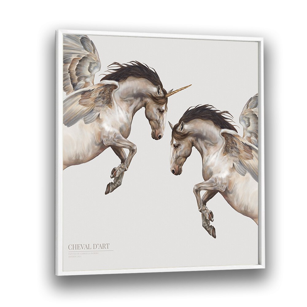 cheval d'art by gabriella roberg wall art prints in White Plain Frame