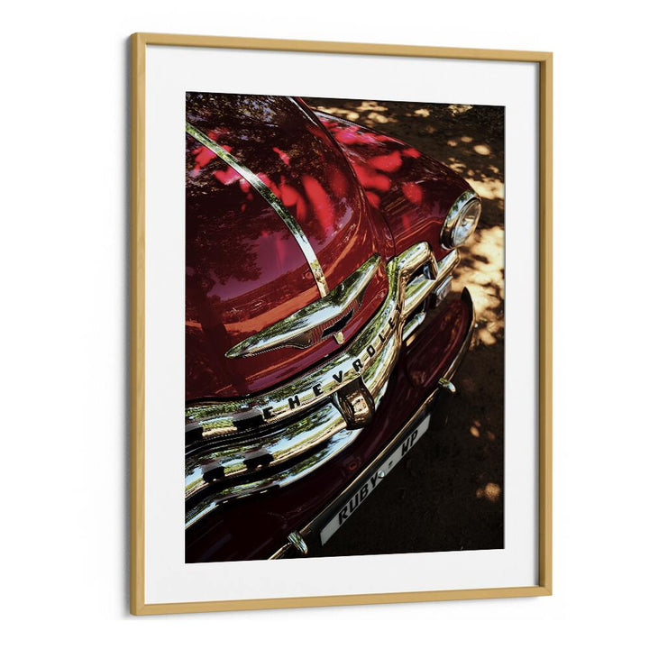 chevy II car poster in Oak Wood Frame With Mount