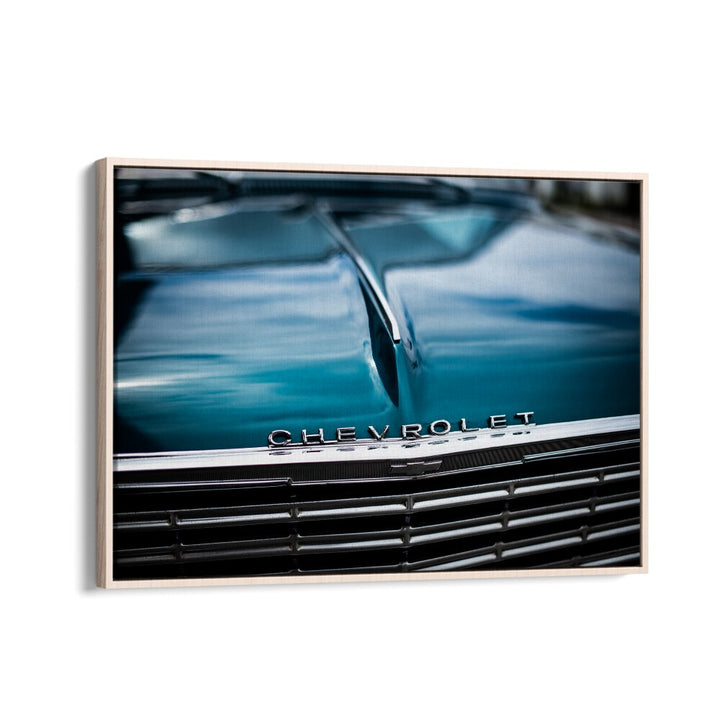 chevy car poster in Oak Wood Floater Frame