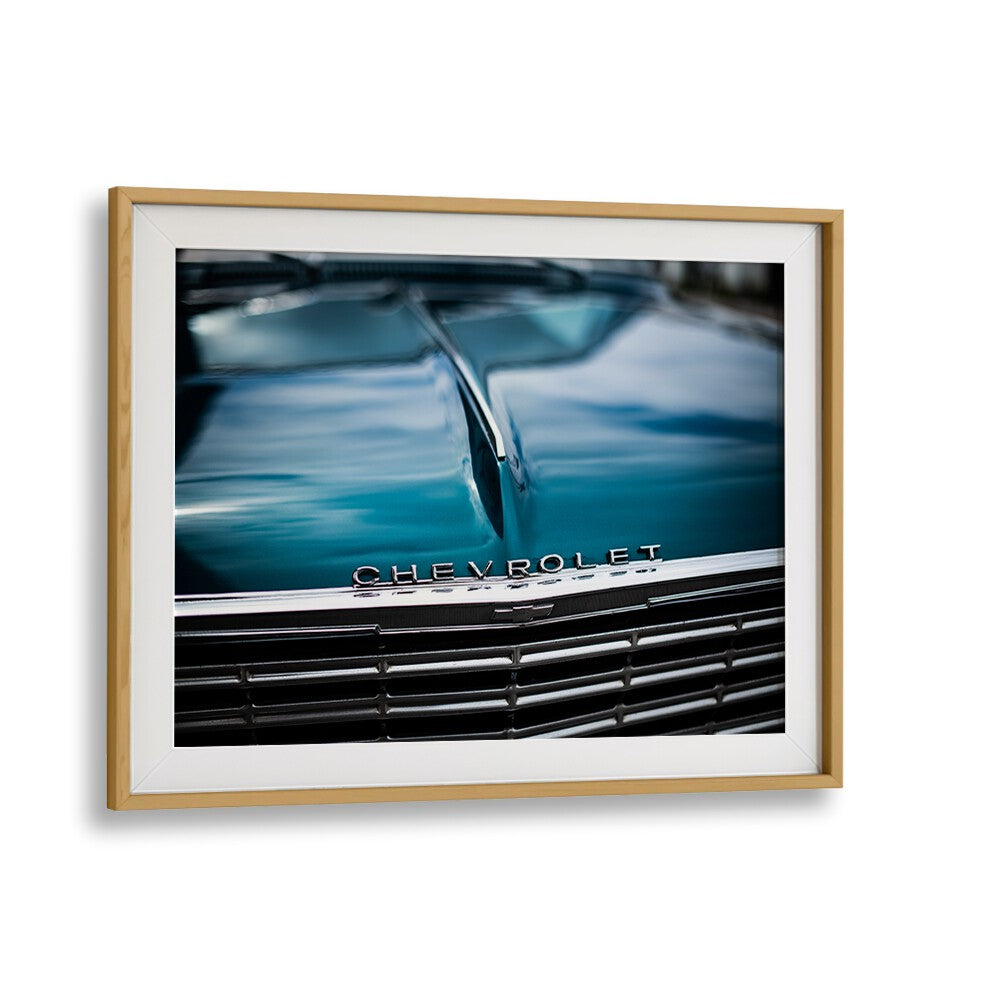 chevy car poster in Oak Wood Frame With Mount