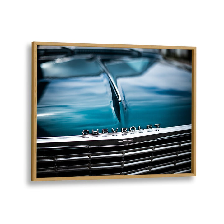 chevy car poster in Oak Wood Plain Frame