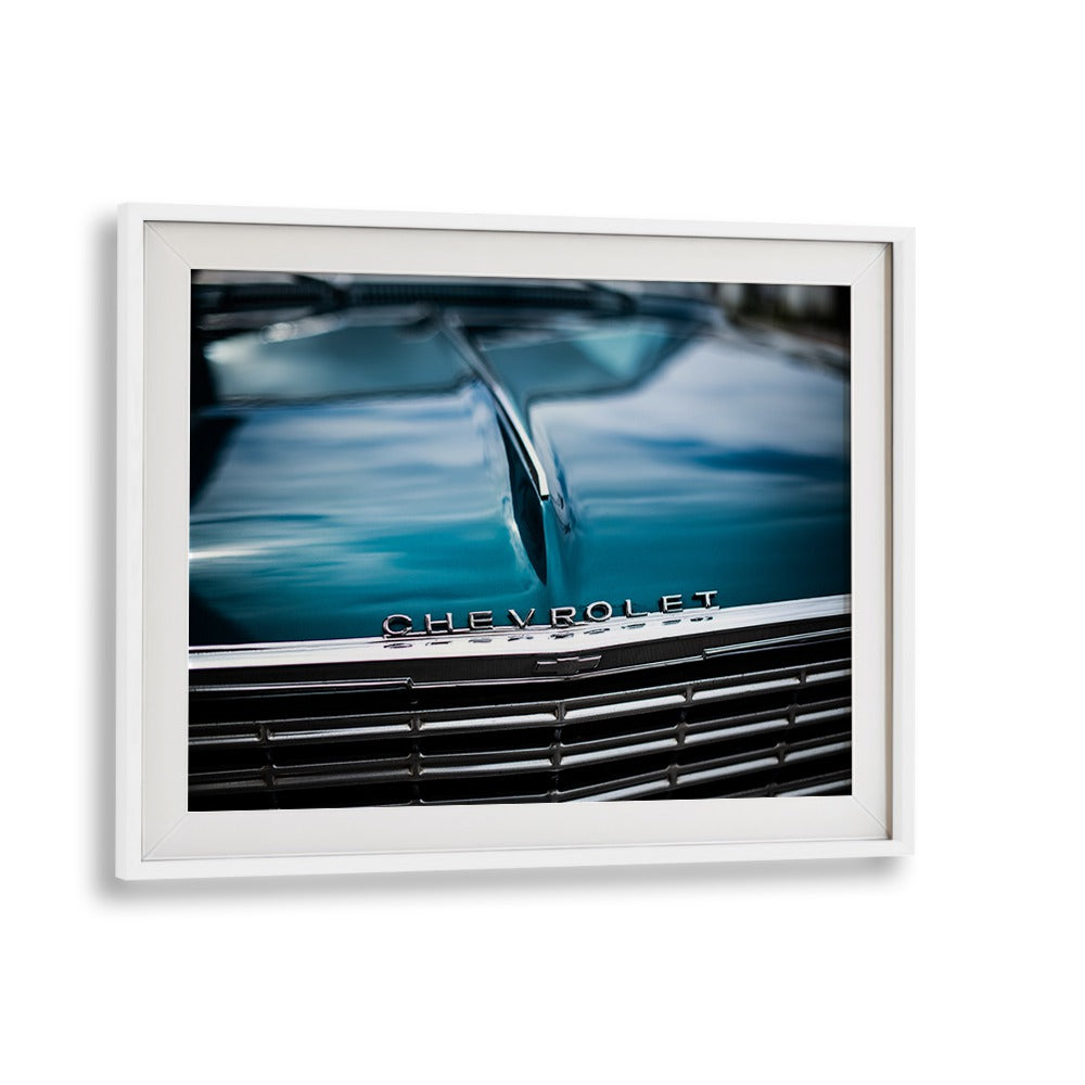 chevy car poster in White Frame With Mount