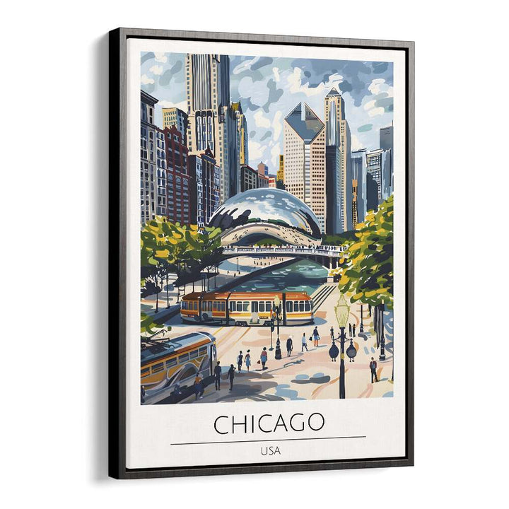 chigaco-usa travel posters in Black Floater Frame