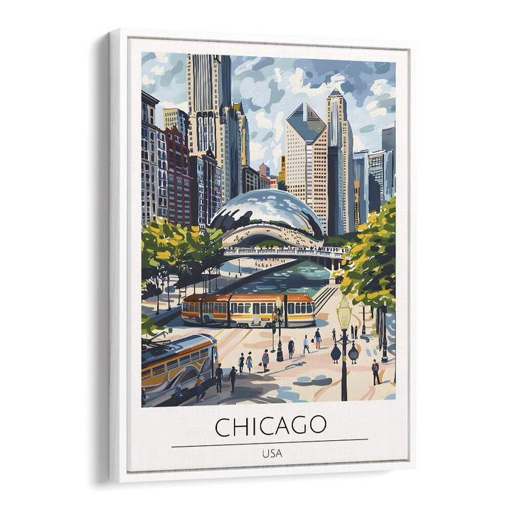 chigaco-usa travel posters in White Floater Frame