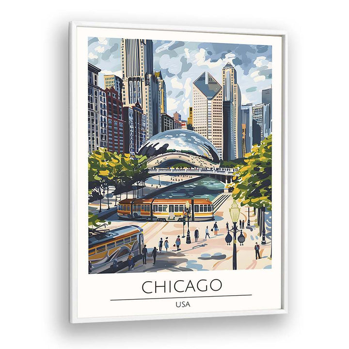 chigaco-usa travel posters in White Plain Frame