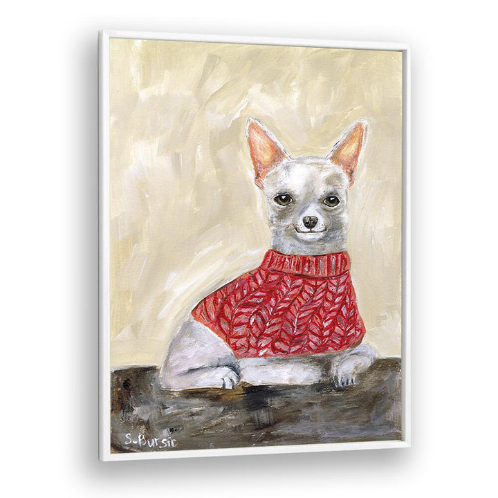 chihuahua women illustration paintings in White Plain Frame