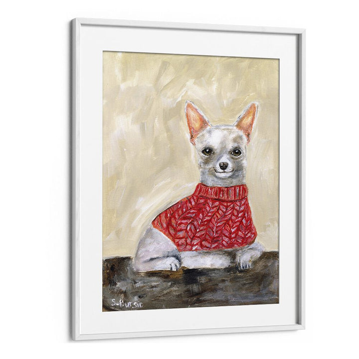 chihuahuawomen illustration paintings in White Frame With Mount