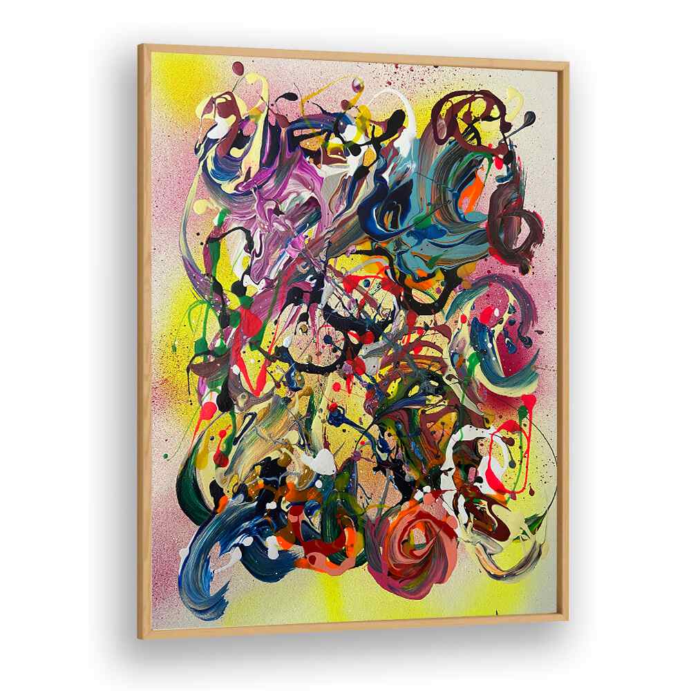 chugi abstract paintings in Oak Wood Plain Frame