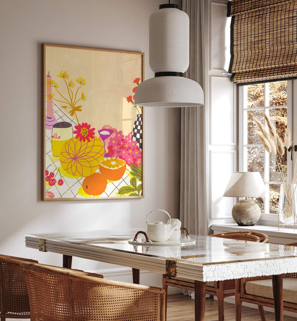 citrus and flowers by gigi rosado kitchen posters kitchen art prints Artwork II placed on a wall