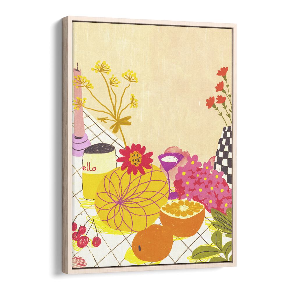 citrus and flowers by gigi rosado kitchen posters kitchen art prints in Oak Wood Floater Frame