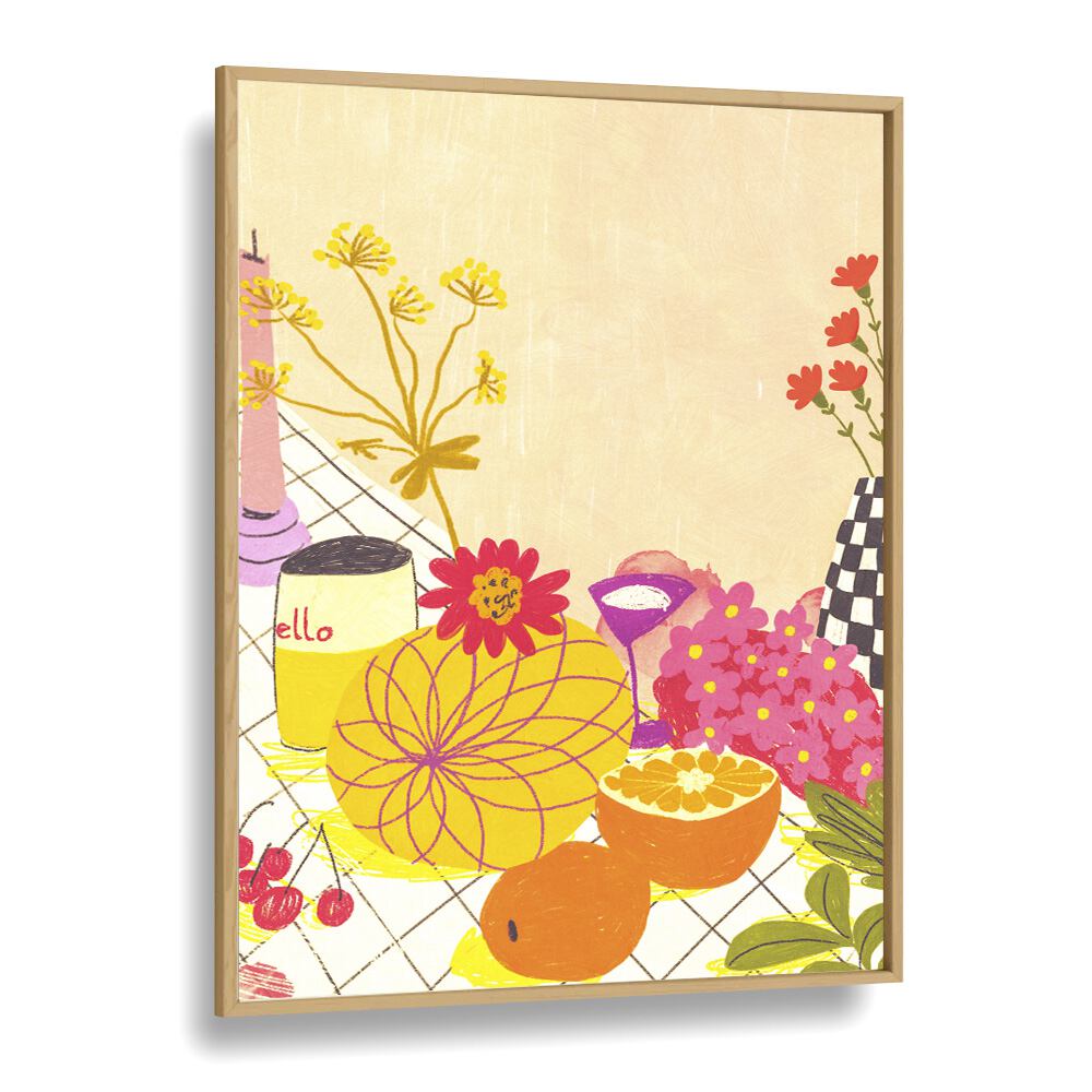 citrus and flowers by gigi rosado kitchen posters kitchen art prints in Oak Wood Plain Frame