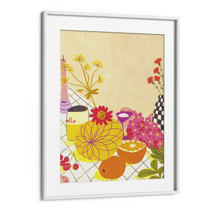 citrus and flowers by gigi rosado kitchen posters kitchen art prints in White Floater Frame