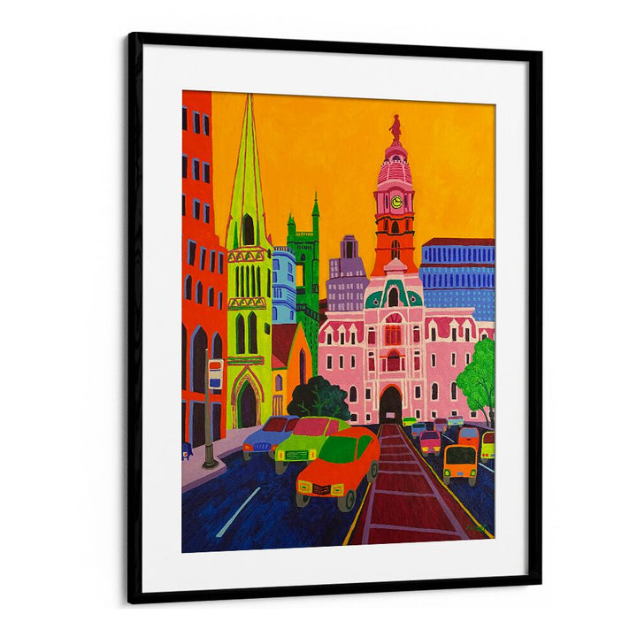 city hall landscape art prints in Black Frame With Mount