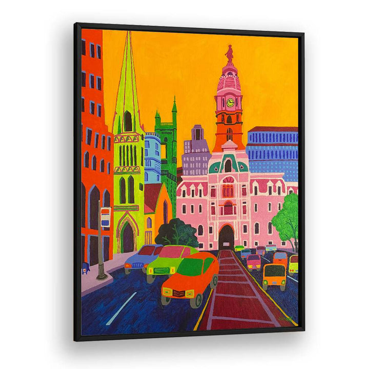 city hall landscape art prints in Black Plain Frame