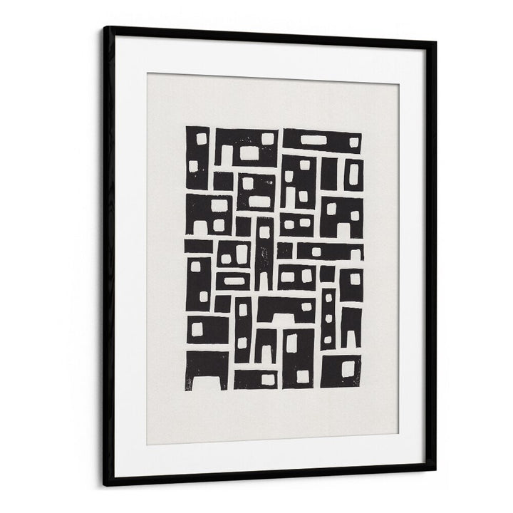 city lino print by alisa galitsyna geometric art prints geometric paintings in Black Frame With Mount