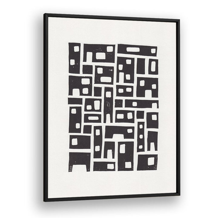 city lino print by alisa galitsyna geometric art prints geometric paintings in Black Plain Frame