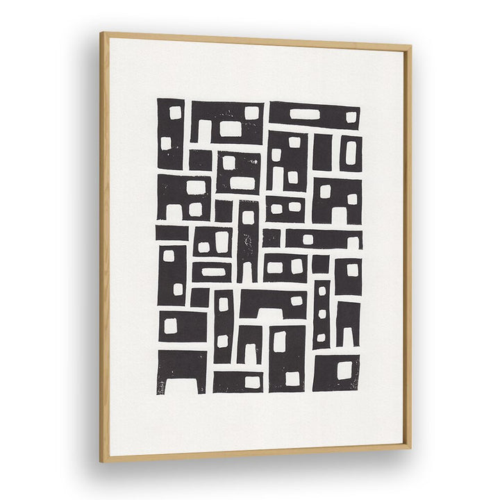 city lino print by alisa galitsyna geometric art prints geometric paintings in Oak Wood Plain Frame