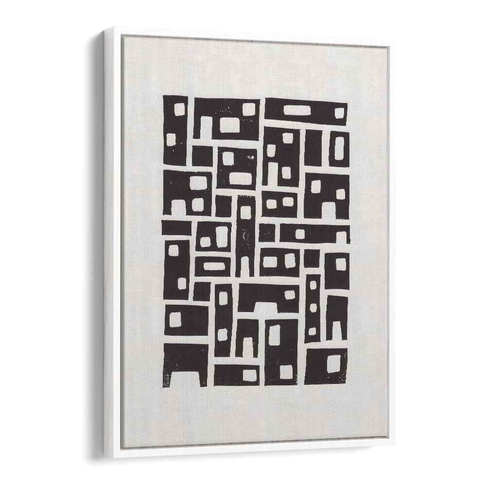 city lino print by alisa galitsyna geometric art prints geometric paintings in White Floater Frame