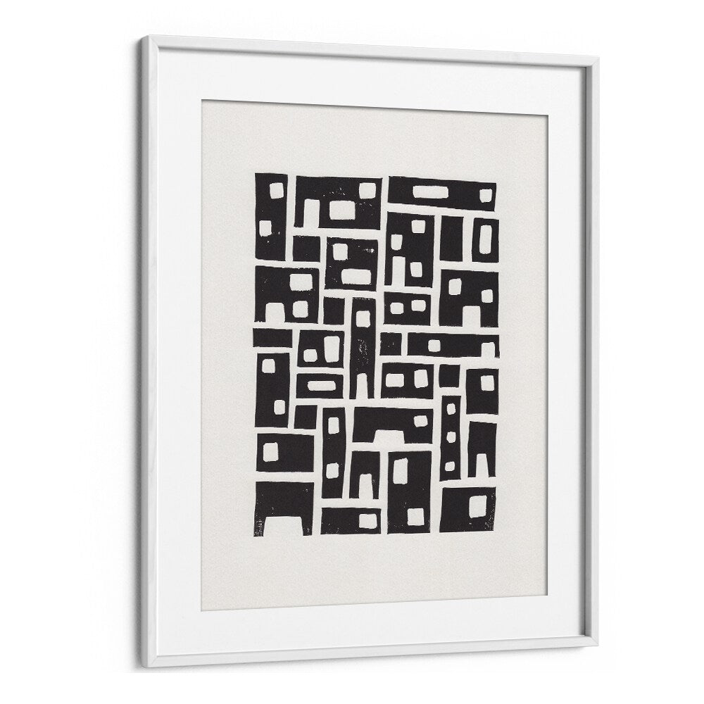 city lino print by alisa galitsyna geometric art prints geometric paintings in White Frame With Mount