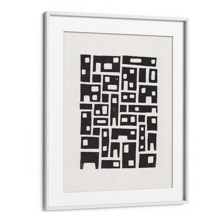 city lino print by alisa galitsyna geometric art prints geometric paintings in White Frame With Mount