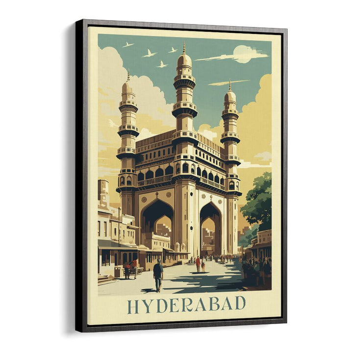 city of nizam-hyderabad travel posters in Black Floater Frame