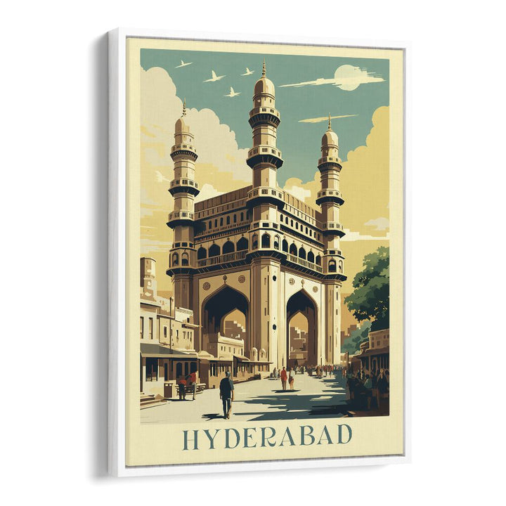 city of nizam-hyderabad travel posters in White Floater Frame