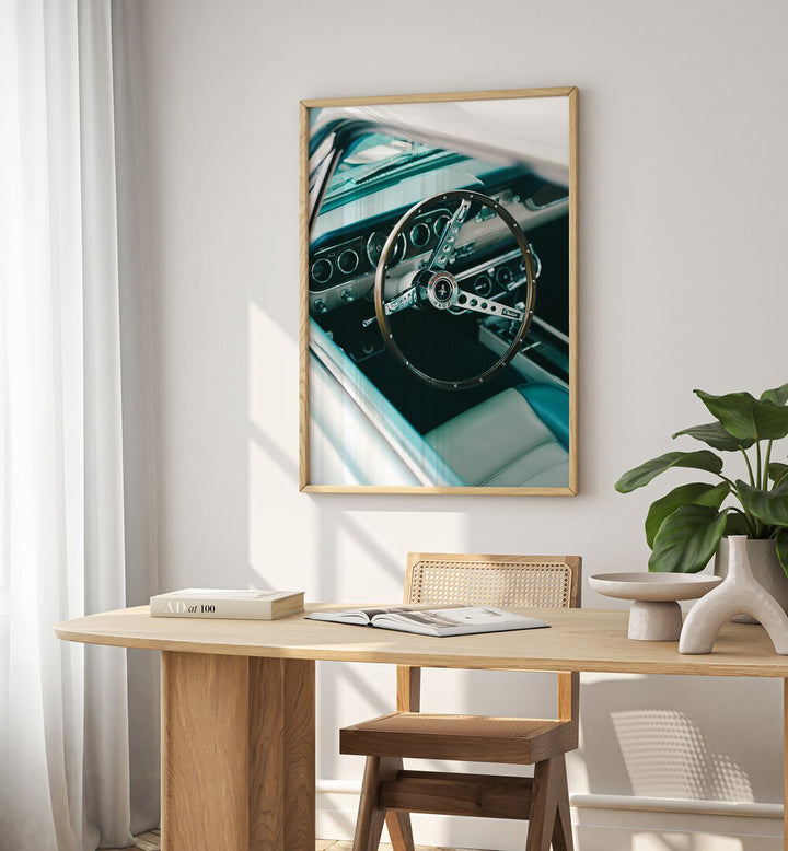 classic car VII car poster Artwork IV above a Console Table