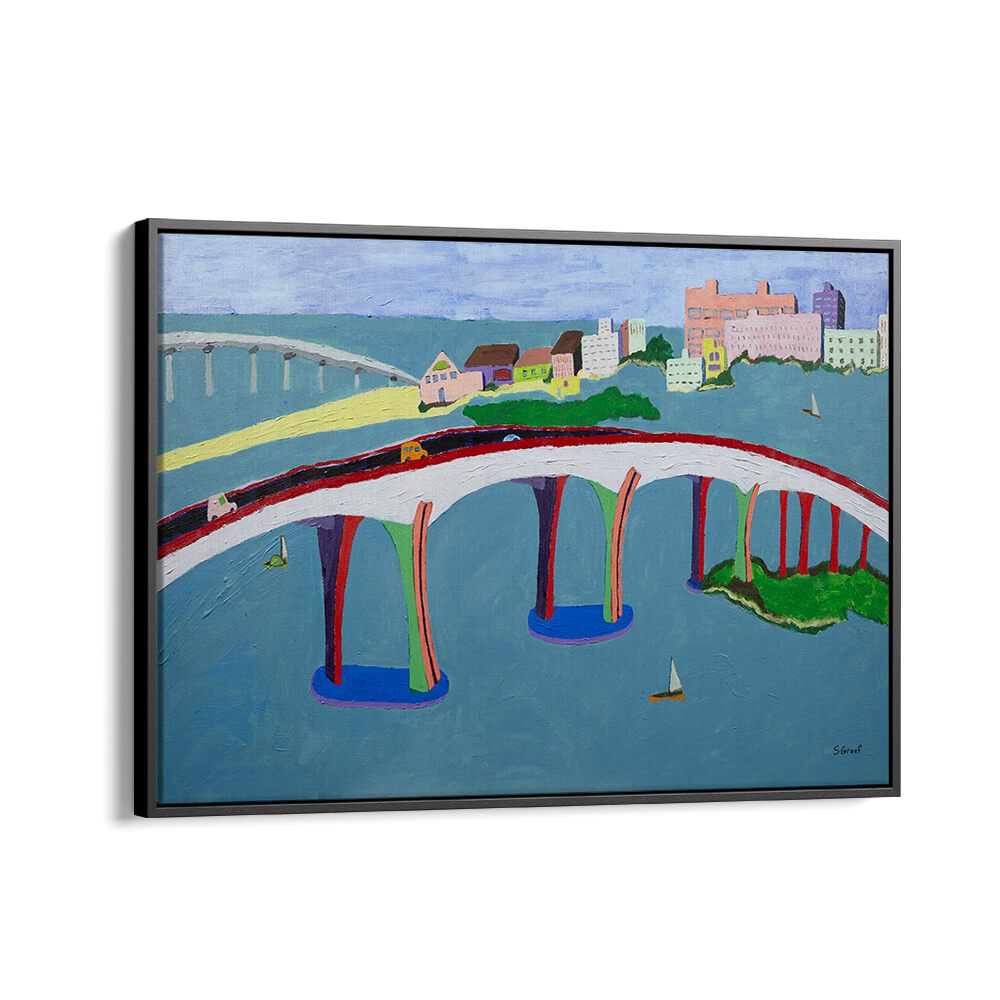 clearwater bridge landscape art prints in Black Floater Frame