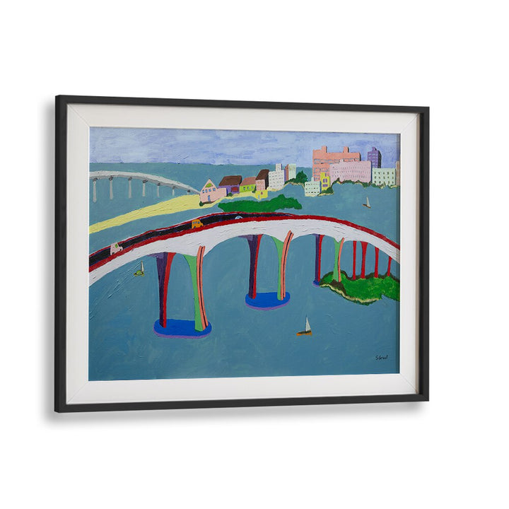 clearwater bridge landscape art prints in Black Frame With Mount