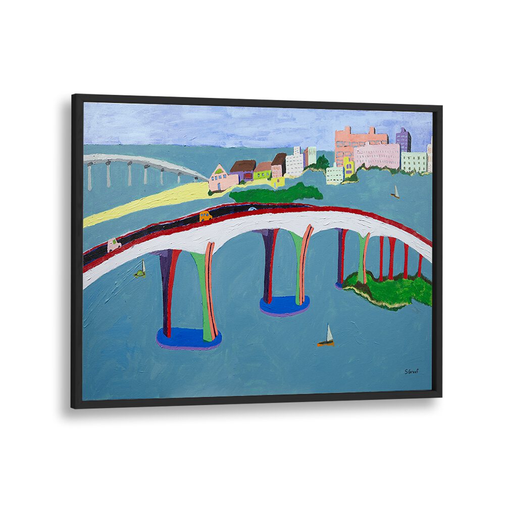 clearwater bridge landscape art prints in Black Plain Frame