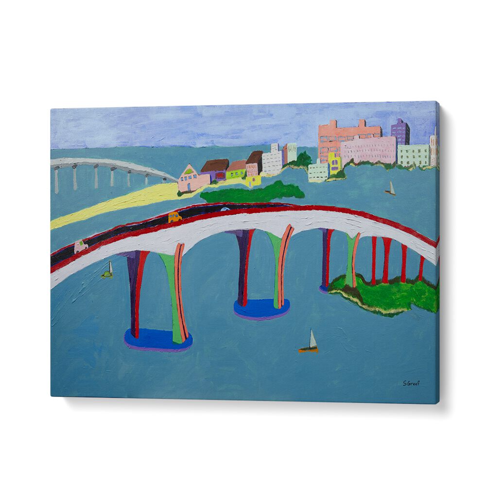 clearwater bridge landscape art prints in Gallery Wrap