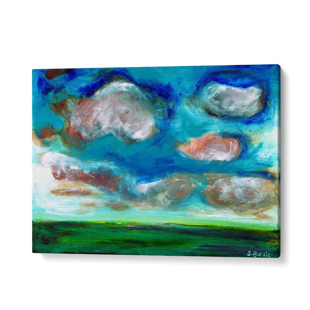 cloudy landscape women illustration paintings in Gallery Wrap