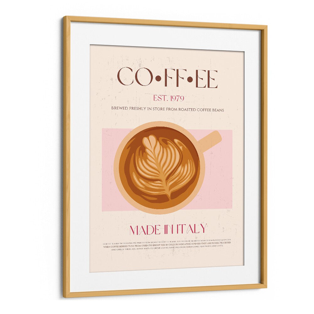 coffee print ii cafe art prints cafe posters in Oak Wood Frame With Mount