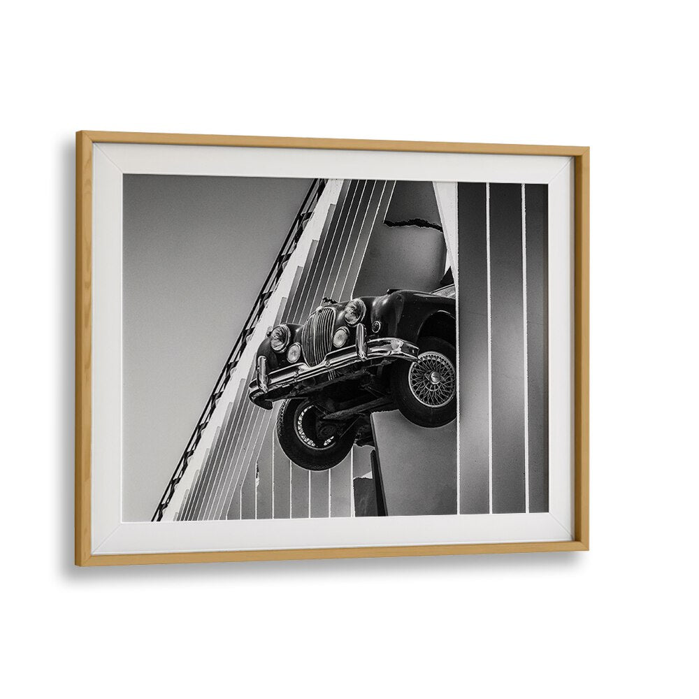 coming through car poster in Oak Wood Frame With Mount