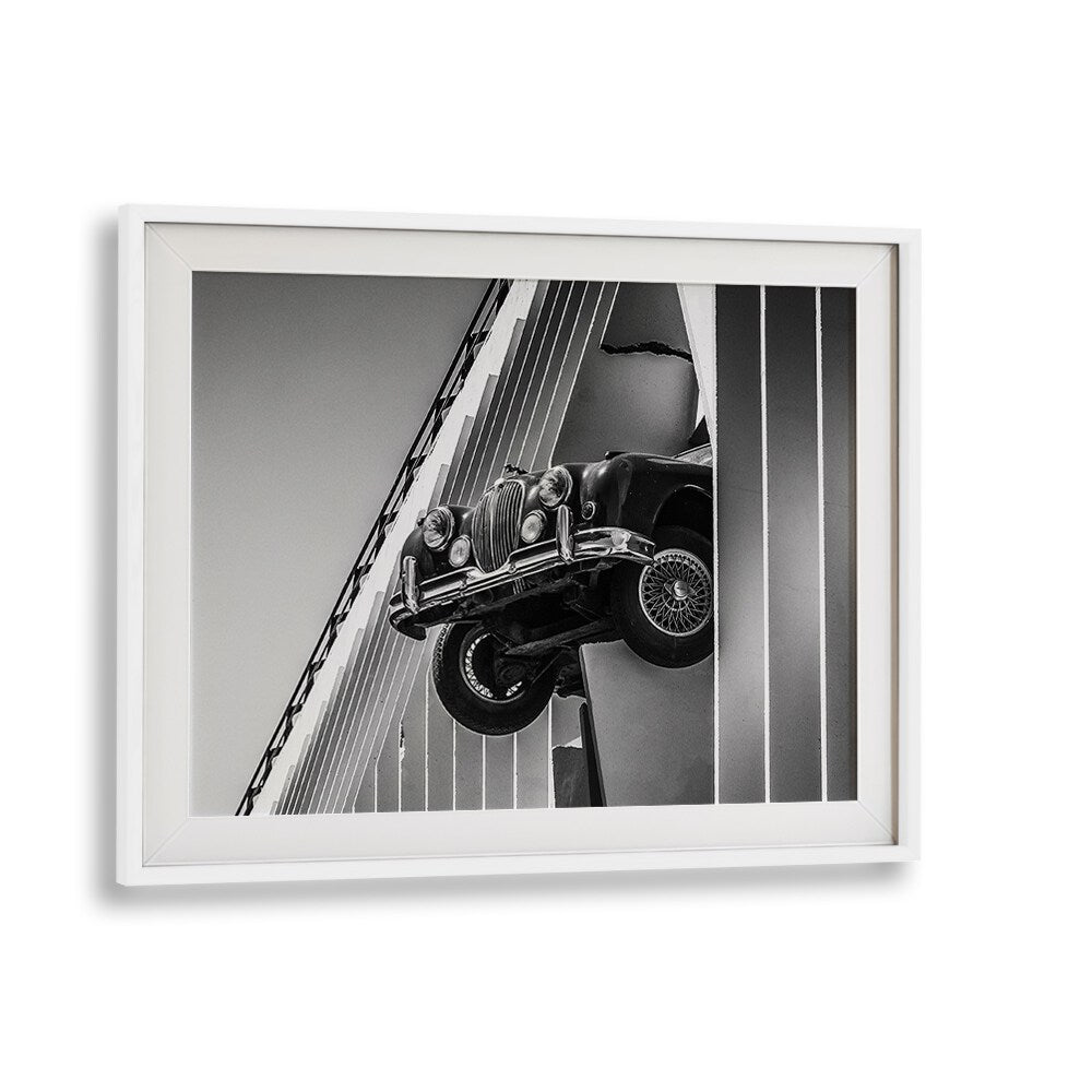 coming through car poster in White Frame With Mount