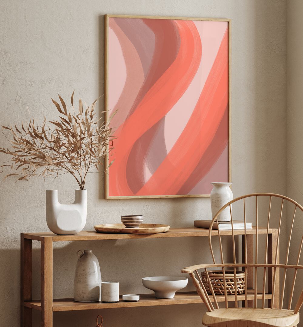 coral by yopie studio abstract art paintings Artwork IV placed on a wall