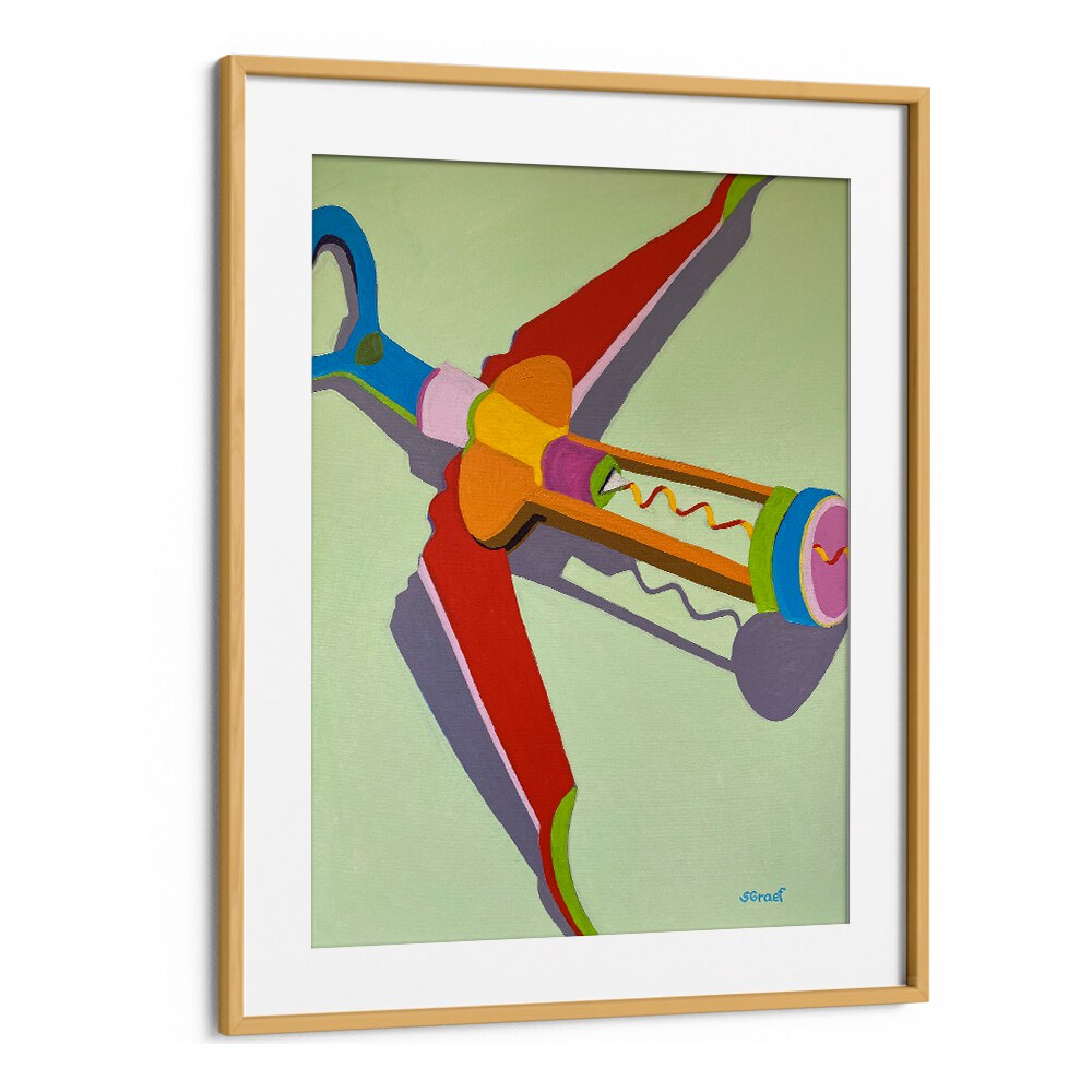 corkscrew landscape art prints in Oak Wood Frame With Mount