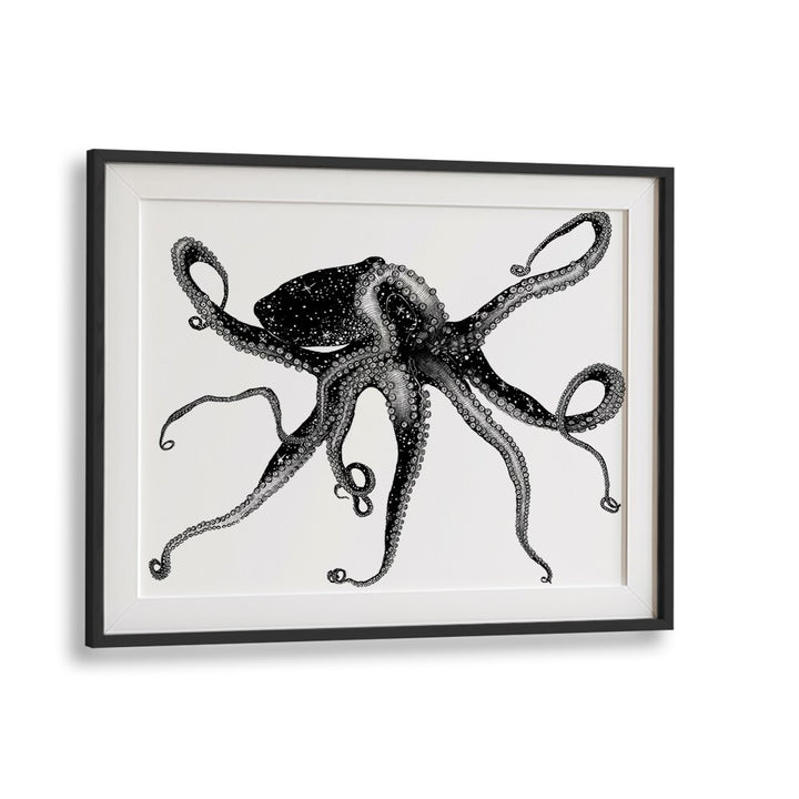 cosmic octopus large Wildlife paintings in Black Frame With Mount