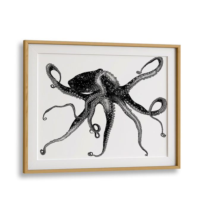 cosmic octopus large Wildlife paintings in Oak Wood Frame With Mount