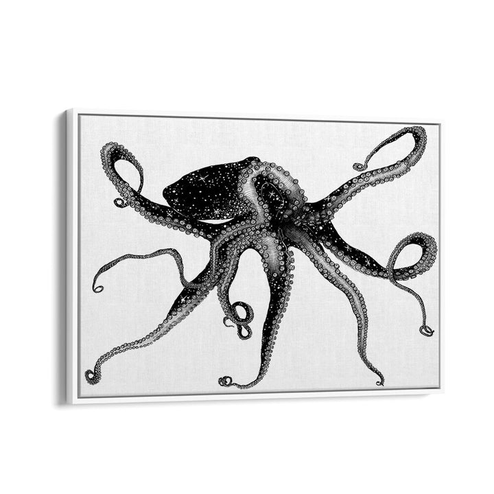 cosmic octopus large Wildlife paintings in White Floater Frame