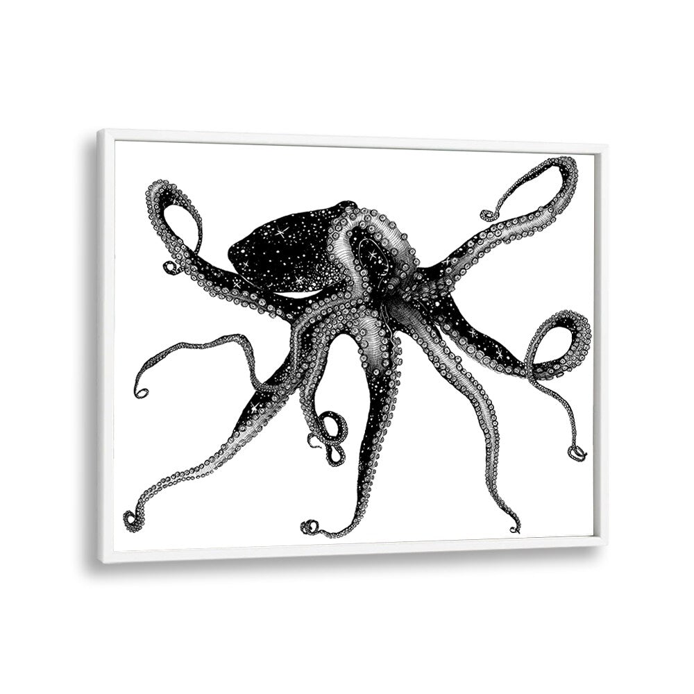 cosmic octopus large Wildlife paintings in White Plain Frame