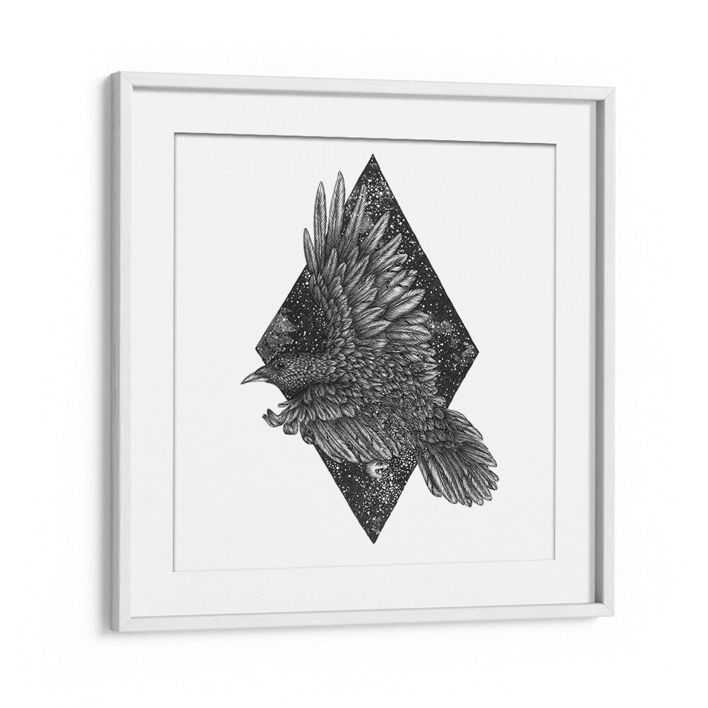 cosmic raven muralVintage paintings in White Frame With Mount