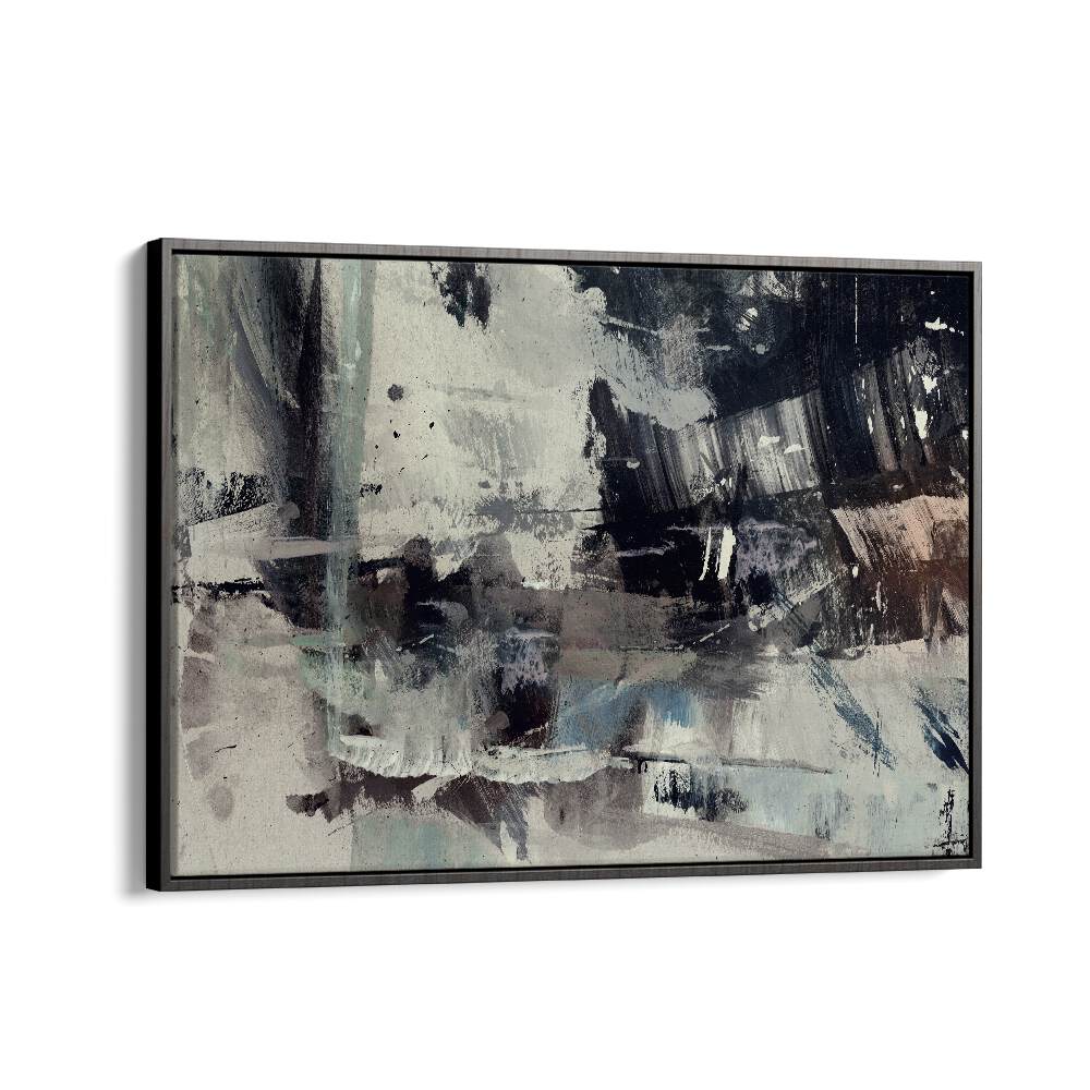 crowded by dan hobday abstract art abstract paintings in Black Floater Frame