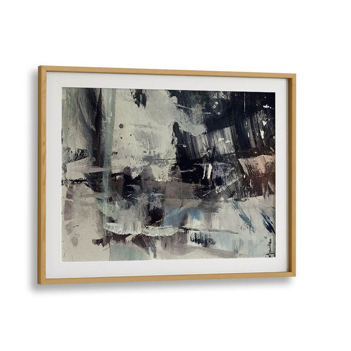 crowded by dan hobday abstract art abstract paintings in Oak Wood Frame With Mount